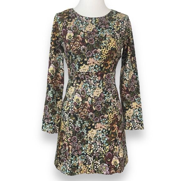Zara Trafaluc Tapestry Long Sleeve Floral Twiggy Mini Dress Size S *Runs small** - Picture 1 of 11